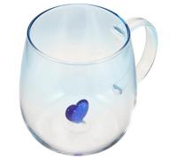 BESTYASH 350ml Gradient Creative Glass Tea Cup with Handle, Blue | High Borosilicate Glass, 3d Heart, Single Layer Design, for Coffee, Milk, Juice