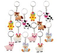 BESTYASH 36pcs Cute Cartoon Animal Keychains Drip Glue Hanging Key for Birthday Valentine Day Christmas Lovely Decorations Chic Farm Animal Ornaments
