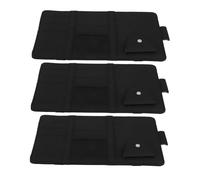 BESTYASH 3pcs Car Sun Visor Storage Bags Black PU Leather Organizer Pouch for Documents Cards Pen Holder Auto Interior Accessories with Glare Reduction and Sun Protection Design