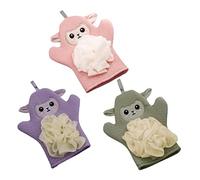 BESTYASH 3pcs Cartoon Bath Gloves Soft Dual Use Body Scrub Towels for Gentle Cleaning Boys and Girls-friendly Shower Foaming Tools Rubber Secret