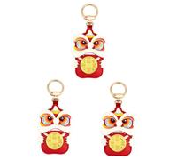 BESTYASH 3pcs Chinese Style Pu Keychain Lion Pendant Creative Cartoon Keyring for Bags Backpacks Festive for Year Birthday Valentine Day More