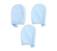 BESTYASH 3pcs Cleansing Gloves Tag Face Cloths Makeup Remover Facial Scrubbing Mitts Washable Cleaning Microfiber Facial Mitts Makeup Powder Puff Gentle Pads Cleaner Women Your Blue