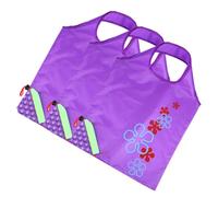 BESTYASH 3Pcs Foldable Reusable Shopping Handbag Purple Polyester Portable Grocery Bags for Fruits Vegetables and Kitchen Storage with Sturdy Handles Easy to Wash and Space-saving