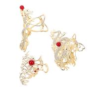 BESTYASH 3pcs Handcrafted Vintage Chinese Dragon Hair Claws with Rhinestones Strong Grip Metal Jaw Clips for Thick and Thin Hair Elegant Asian Style Accessories for Weddings and Festivals
