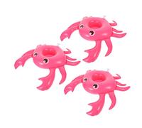 BESTYASH 3Pcs Inflatable Pool Drink Holders Cartoon Crab Shaped Floating Beverage Coasters Stable Water Cup Floaties for Bath and Pool Parties