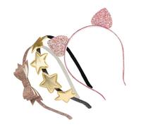 BESTYASH 3Pcs Lightweight Cat Ear Hairbands with Sequined Star Bow Comfortable Kitten Ear Headband Set for Women for Parties Weddings Birthdays