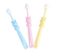 BESTYASH 3pcs Manual Toothbrush Soft Bristles Cartoon Rabbit Design for Years with Tongue Cleaner Durable Comfortable Grip