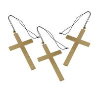 BESTYASH 3pcs Men's Crucifix Necklace with Elegant Clerical Design, Plastic Cross Pendant in Golden Colour, Sturdy Construction Resisting Slippage and Snagging, for Baptisms and Sermons