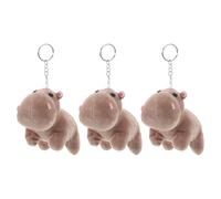 BESTYASH 3pcs Miniature Woodland Animal Keychains - Realistic Plush Hippo, Tiger, Lion Charms - Soft Small Cute Cartoon Keyrings for Backpacks, Purses, Party Decorations