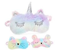 BESTYASH 3Pcs Multi Function Lightproof Eye Mask Plush Sleep Covers with Contoured Fit for Stress Relief and Complete Darkness Convenient Travel Accessory for Outdoor and Home Use