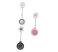 BESTYASH 3pcs Nurse Watch Pocket Wrist Watch for Women Flower Decor Quarts Timepiece Nursing Decor