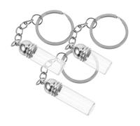 BESTYASH 3pcs Refillable Tiny Glass Perfume Bottles with Acrylic Caps and Keychains, Travel-size Mini Glass Jars Set (small, Medium, Large) for Essential Oil and Fragrance Holder