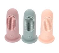 BESTYASH 3pcs Silicone Finger Toothbrush for Boy Girl Soft Dual Sided Teething Brush with Tongue Cleaner Durable Ergonomic Design for Oral Care and Gum Massage