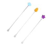 BESTYASH 3pcs Stirring Bars with Long Handle, Milk Powder Mixer Sticks for Infant Formula, Cartoon Handle Mixing Rods in Orange, Blue, Purple for Feeding
