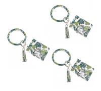 BESTYASH 3pcs Stylish Leaf Pattern Pu Leather Key Chain Wallet Purse Bracelet Design for Cards Travel Use Scratch Resistant High Temperature Resistant