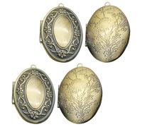 BESTYASH 4 Pcs Oval Memorial Photo Pendant Bezels with Delicate Design and Fine Craftsmanship, Metal DIY Jewelry Making Photo Holder for Wedding Anniversaries and Bouquets