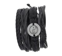 BESTYASH 4Pcs Adjustable Hand Woven Leather Wrist Chain Set with Eight-diagram Tactics Design Unisex DIY Leather Bracelet Set for Men Women Chic Simple Fashion Bangles for Birthday and