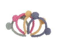 BESTYASH 4pcs Bear Ear Headbands for Women Stylish Face Washing Hair Hoops Cute Hair Decorations in Yellow Green Rose Red and Haze Blue for Makeup Sports and Daily Wear