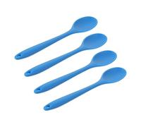 BESTYASH 4Pcs Blue Silicone Salad Spoons Non Stick Cooking Utensils Heat Resistant Mixing and Serving Spoons for Home Kitchen Buffet