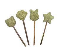 BESTYASH 4pcs Catnip Lollipop Cat Treats Green Polygonum Sticks for Cat and Kitten Easy to Store with Bear Head and Five Pointed Star Shapes PET Snack