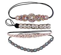 BESTYASH 4pcs Elegant Rhinestone Crystal Headband Handmade Women Hairband Plaited Hair Headband for Fine Hair
