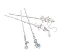 BESTYASH 4pcs Elegant Star Pins for Buns Vintage Chinese Style Metal Chopsticks Contemporary Hanfu Accessories with Tassel for Women