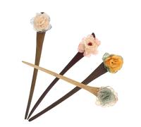 BESTYASH 4pcs Floral Retro Wooden Hairpins for Women Dried Flower Hair Sticks Elegant Chinese Style Accessories for Traditional and Modern Outfits