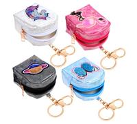 BESTYASH 4pcs Girl Coin Wallet Small Coin Purse Key Ring for Changes Key Storage