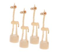BESTYASH 4pcs Handcrafted Wood Finger Puppets Giraffe Figurines Lightweight Portable Animal for Interactive Learning Travel Decor and Charming Home Ornament