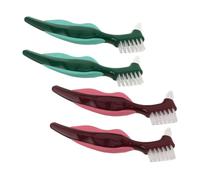 BESTYASH 4pcs Hard Bristle Denture Brush Dual Headed Toothbrush False Teeth Cleaning Tool with Bristles Portable Double-Sided Design for Retainer and Denture Care