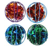 BESTYASH 4pcs Interactive Cat Crinkle Balls for Indoor Pet Play Lightweight Plastic Material Assorted Colour Suitable for Cat Teasing and Muscle Building Random Color