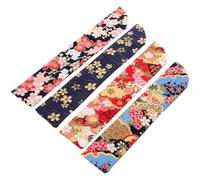 BESTYASH 4pcs Japanese Style Handheld Fan Pouch Set Made of Silk Brocade with Lightweight and Easy to Open and Close Design for Everyday Use and Events
