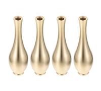BESTYASH 4pcs Mini Copper Vintage Vase Ornament Small Flower Ware Delicate Vase Golden Retro Elegant Desktop Decoration for Desk and Restaurant