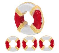 BESTYASH 4pcs Miniature Lifebuoy Ornaments Nautical Party Decorations Intricately Crafted Landscape Accessories for Fairy Gardens Dollhouses and Aquarium Scenes