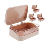 BESTYASH 4pcs Pink Soap Dish with Lid and Dual Drainage Layers Portable Shatterproof Travel Soap Holder Case for Bathroom Camping Gym Toiletries Essentials
