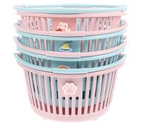 BESTYASH 4pcs Portable Desktop Storage Basket with Folding Handle Cute Cartoon Organizing Baskets for Home Office Practical Storage Round Shapes Pink Pink Paws Blue Rainbow Blue Star Hat
