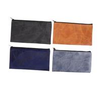 BESTYASH 4pcs PU Leather Money Bag Zippered Bank Deposit Pouch Scratch-Resistant Coin Purse Cosmetic Organizer Portable Small Tools Wallet for Cash Invoices