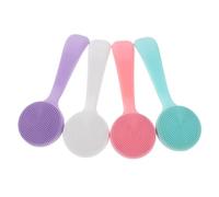 BESTYASH 4pcs Silicone Face Scrubber with Long Handle Gentle Deep Cleansing Facial Brush for Blackhead Removal and Exfoliating Soft Silicone Facial Cleanser Brush for Sensitive Skin