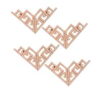 BESTYASH 4pcs Solid Wood Carved Onlay Appliques Intricate European Style Corner Decorations for Furniture Doors and Windows Easy to Install Wooden Flower Painting Crafts Woodcarving