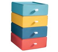 BESTYASH 4pcs Stackable Desktop Drawer Boxes Multi Color Office Storage Organizers for Small Items Sorting and Tabletop Tidying in Bedroom Kitchen Bathroom