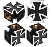 BESTYASH 4pcs Universal Vehicle Tire Valve Caps with Decorative Cross Pattern, Sturdy Valve Stem Covers for Cars, Suvs, Trucks, and Bikes, Replacement Tire Pressure Caps for Auto Wheels