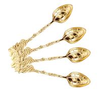 BESTYASH 4pcs Vintage Coffee Spoons with Electroplated Gold Finish Rustic Grape Carved Dessert and Tea Stirring Spoons for Traditional Tea and Espresso
