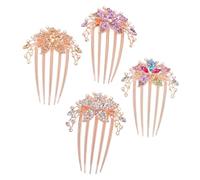 BESTYASH 4Pcs Vintage Rhinestone Floral Hair Side Combs for Women Elegant Wedding Bride Headdress Clips Durable Comfortable Fit Classic Updo Styling Accessories for Special Occasions and