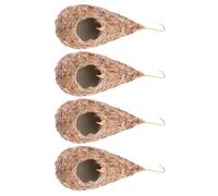 BESTYASH 4pcs Weaving Birds Nest Straw Bird Breeding Nest Natural Drainage Sleeping Bed Hanging for Patio Office Storage Nature Enthusiasts Lovers