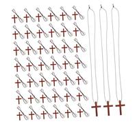 BESTYASH 50pcs Small Natural Wood Cross Pendants with Heart Design and Rustic Wooden Charms for DIY Christmas Tree Decor Car Rearview Mirror Ornaments Religious Craft Projects