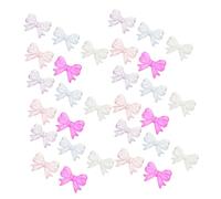 BESTYASH 50pcs Transparent Colorful Bowknot Cupcake Bow Toppers Sturdy Acrylic Cake Decorations for Birthday Wedding and Party Supplies for DIY Festive Dessert Ornaments