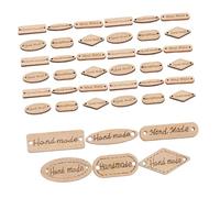 BESTYASH 50pcs Wooden Label Buttons 2-Holes Vintage Wood Tags for DIY Project Sewing Craft Elegant Simple Design Suitable for Paintings Assorted Style