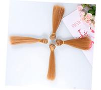 BESTYASH 5pcs 15cm Straight Heat Resistant Doll DIY Wigs Weft Hair Extensions Light Brown for Handcraft Projects and School Crafts
