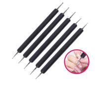 BESTYASH 5pcs Black Double Ended Nail Art Pens with Rounded Tips Dotting and Embossing Tools for Manicure Polymer Clay Acrylic and Watercolor Painting Lightweight Precision Ball Stylus
