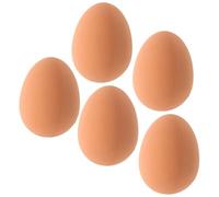 BESTYASH 5pcs Bouncy Egg Shaped Pet for Small Dogs and Puppies, Interactive Rubber Balls with High Elasticity for Indoor and Outdoor Play, Beige Dog Set